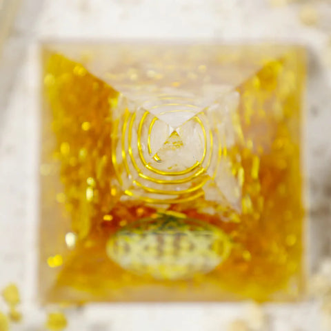 Citrine Orgonite Pyramid of Manifestation