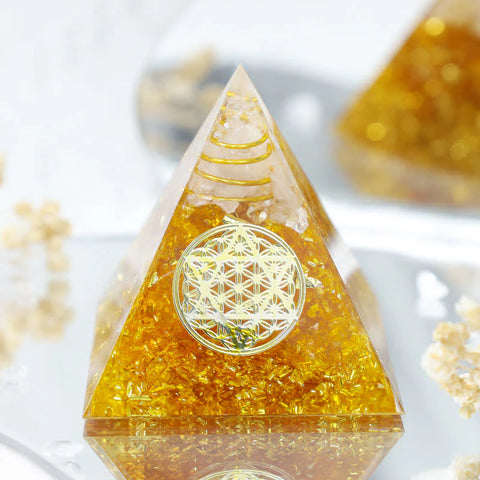 Citrine Orgonite Pyramid of Manifestation