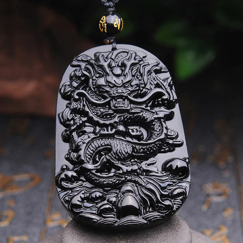 Obsidian Dragon Protection Pendant