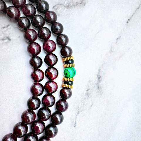 Natural Garnet Mala of Spiritual Renewal