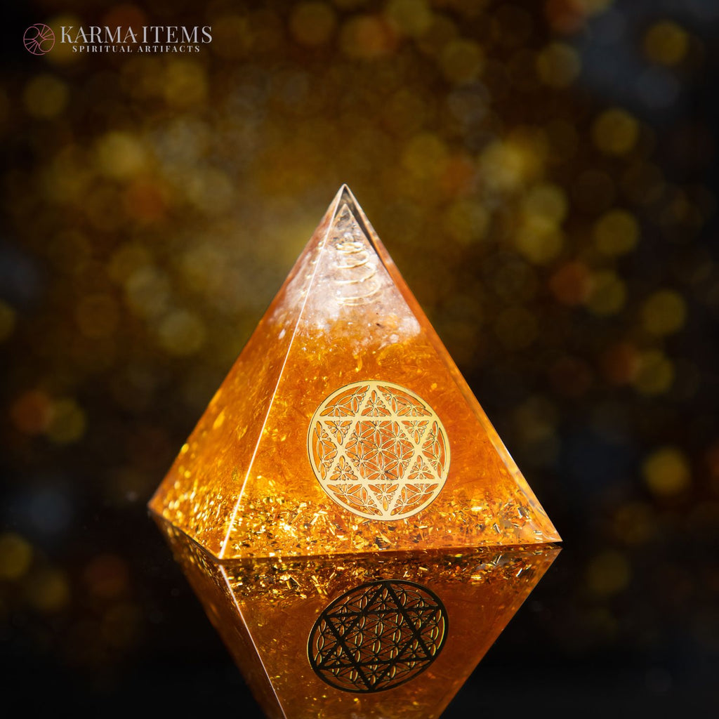 Citrine Orgonite Pyramid of Manifestation