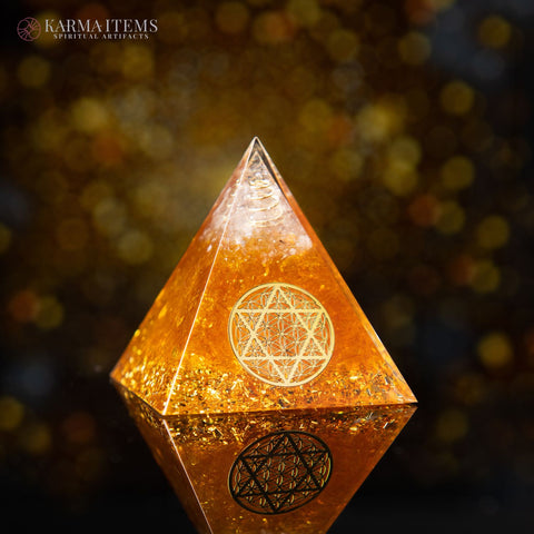 Citrine Orgonite Pyramid of Manifestation