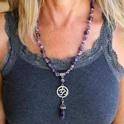 The Tranquil Harmony Amethyst Om Necklace