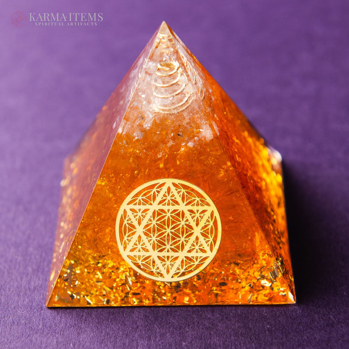 Citrine Orgonite Pyramid of Manifestation