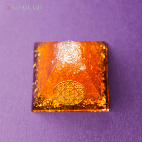 Citrine Orgonite Pyramid of Manifestation