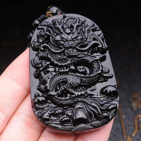 Obsidian Dragon Protection Pendant