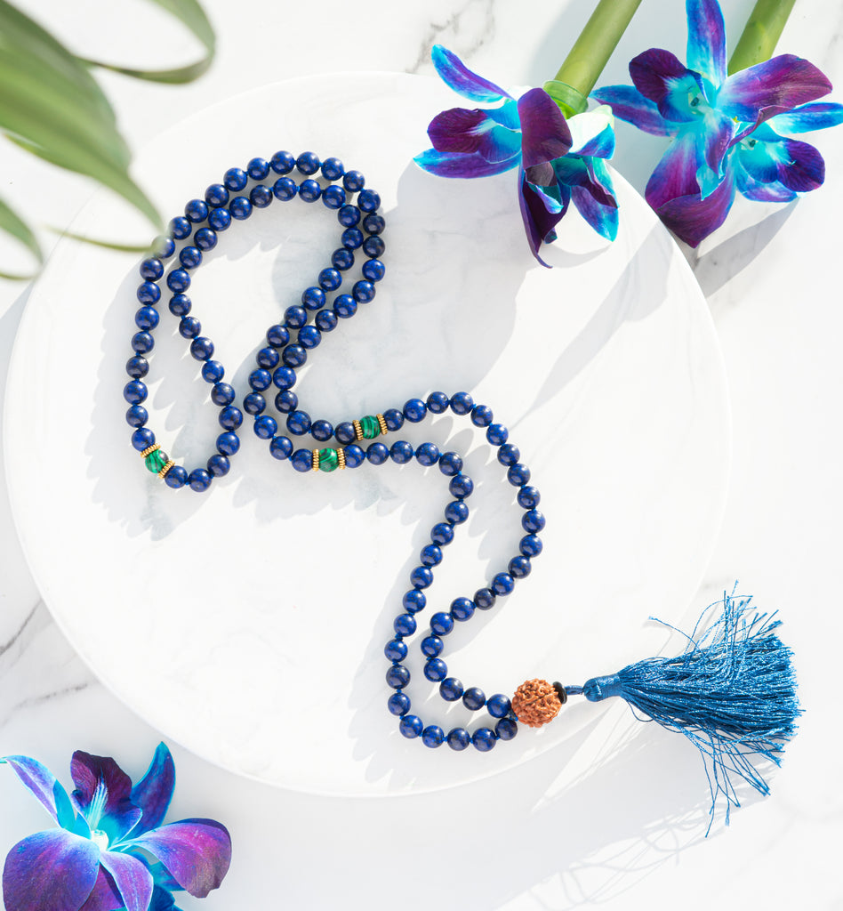 Lapis Lazuli Rudraksha Mala