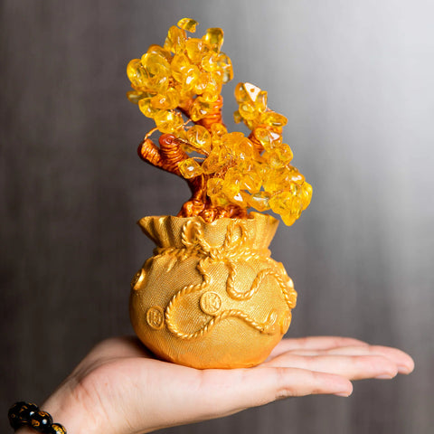 Citrine Wealth Tree Feng Shui Art Piece